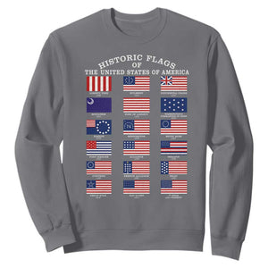 Historic Flags of The United States of America Sweatshirt US History 4th of July