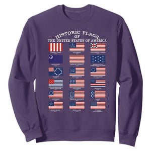 Historic Flags of The United States of America Sweatshirt US History 4th of July