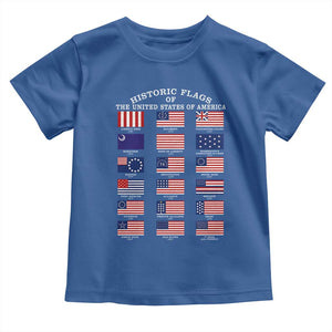 Historic Flags of The United States of America Toddler T Shirt US History 4th of July TS11 Royal Blue Print Your Wear