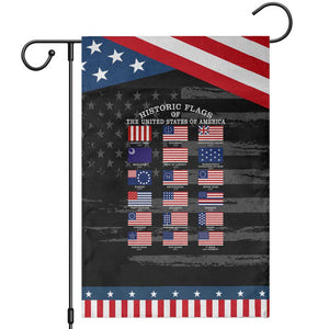 Historic Flags of The United States of America Patriotic Garden Flag US History 4th of July TS11 Distressed Black Blue Print Your Wear