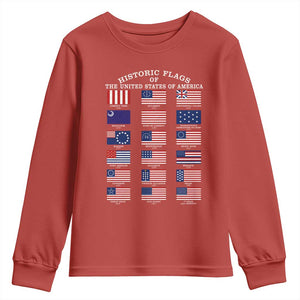 Historic Flags of The United States of America Youth Sweatshirt US History 4th of July