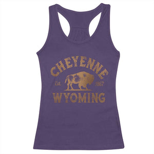 Cheyenne Wyoming Est 1867 WY Bison Cowboy State Pride Racerback Tank Top