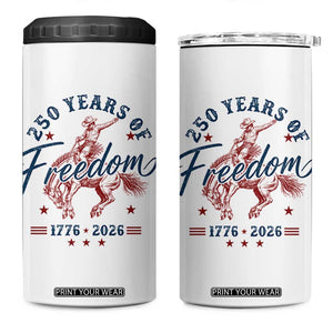 250 Years Of Freedom Cowboy 4 in 1 Can Cooler Tumbler Western 250th Anniversary USA 1776 2026