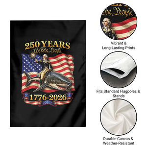 250 Years George Washington Riding Shark Garden Flag Funny July 4th American Flag 1776 2026