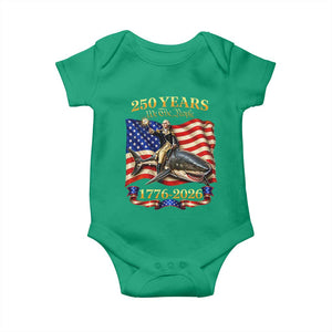 250 Years George Washington Riding Shark Baby Onesie Funny July 4th American Flag 1776 2026 TS11 Irish Green Print Your Wear
