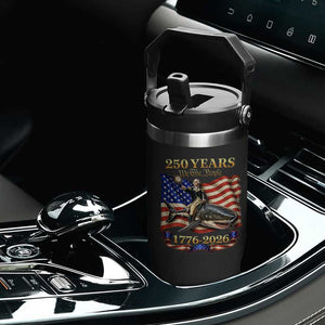 250 Years George Washington Riding Shark Flip Straw Tumbler Funny July 4th American Flag 1776 2026