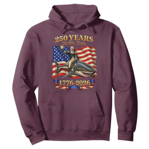 250 Years George Washington Riding Shark Hoodie Funny July 4th American Flag 1776 2026 TS11 Maroon Print Your Wear