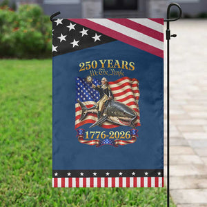 250 Years George Washington Riding Shark Patriotic Garden Flag Funny July 4th American Flag 1776 2026