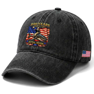250 Years George Washington Riding Shark Washed Cotton Baseball Cap Funny July 4th American Flag 1776 2026