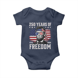 Abraham Lincoln 250 Years Of Freedom Baby Onesie 1776 2026 4th of July