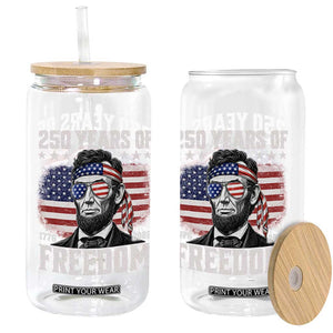 Abraham Lincoln 250 Years Of Freedom Glass Can 1776 2026 4th of July