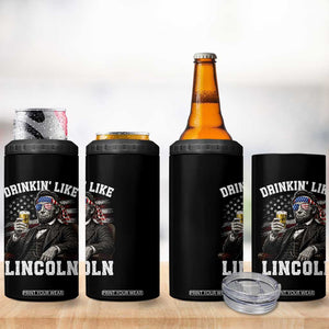 Drinkin Like Lincoln 4 in 1 Can Cooler Tumbler Abraham Lincoln 4th of July Beer Lover