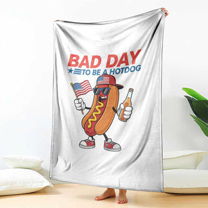 Bad Day To Be A Hot Dog Throw Blanket Funny BBQ Grilling 4th of July