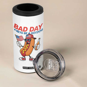 Bad Day To Be A Hot Dog 4 in 1 Can Cooler Tumbler Funny BBQ Grilling 4th of July