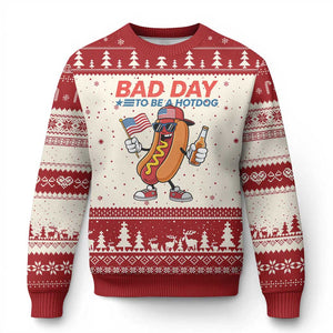 Bad Day To Be A Hot Dog Ugly Christmas Sweater Funny BBQ Grilling 4th of July
