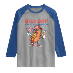 Bad Day To Be A Hot Dog Raglan Shirt Funny BBQ Grilling 4th of July