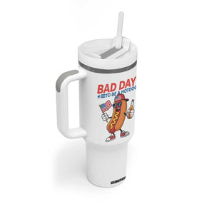 Bad Day To Be A Hot Dog Tumbler With Handle Funny BBQ Grilling 4th of July