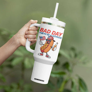Bad Day To Be A Hot Dog Tumbler With Handle Funny BBQ Grilling 4th of July