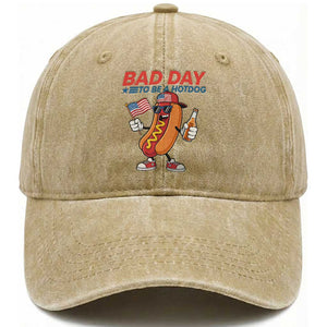 Bad Day To Be A Hot Dog Washed Cotton Baseball Cap Funny BBQ Grilling 4th of July