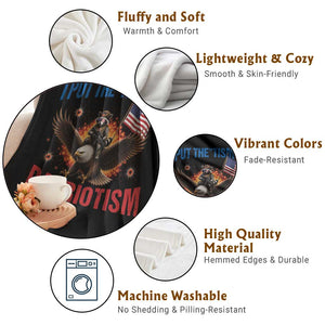I Put The Tism In Patriotism Throw Blanket Raccoon Bald Eagle 4th of July USA