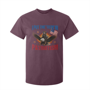 I Put The Tism In Patriotism T Shirt For Kid Raccoon Bald Eagle 4th of July USA