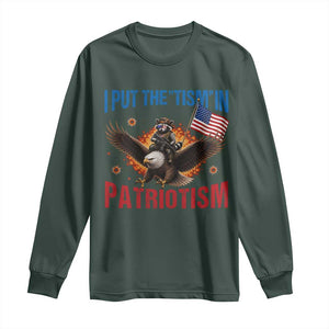 I Put The Tism In Patriotism Long Sleeve Shirt Raccoon Bald Eagle 4th of July USA