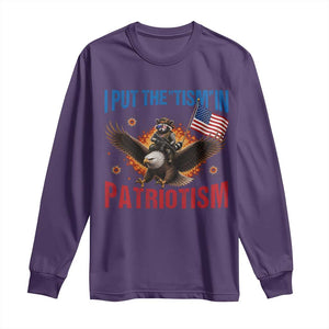 I Put The Tism In Patriotism Long Sleeve Shirt Raccoon Bald Eagle 4th of July USA