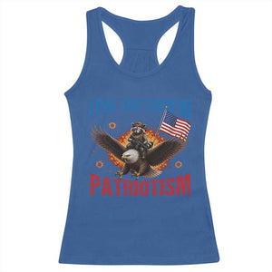 I Put The Tism In Patriotism Racerback Tank Top Raccoon Bald Eagle 4th of July USA