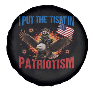I Put The Tism In Patriotism Spare Tire Cover Raccoon Bald Eagle 4th of July USA