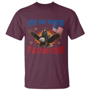 I Put The Tism In Patriotism T Shirt Raccoon Bald Eagle 4th of July USA