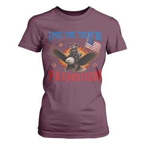 I Put The Tism In Patriotism T Shirt For Women Raccoon Bald Eagle 4th of July USA