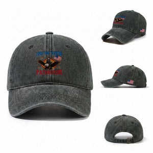 I Put The Tism In Patriotism Washed Cotton Baseball Cap Raccoon Bald Eagle 4th of July USA