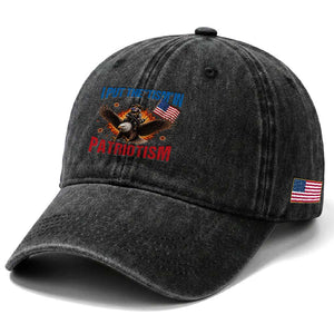 I Put The Tism In Patriotism Washed Cotton Baseball Cap Raccoon Bald Eagle 4th of July USA