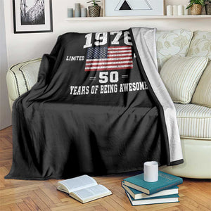 50th Birthday Throw Blanket Vintage 1976 Limited Edition 50 Years Of Being Awesome USA Flag