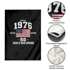 50th Birthday Garden Flag Vintage 1976 Limited Edition 50 Years Of Being Awesome USA Flag