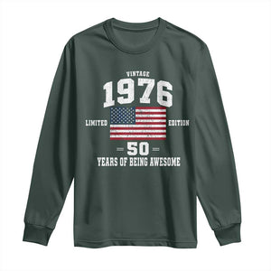 50th Birthday Long Sleeve Shirt Vintage 1976 Limited Edition 50 Years Of Being Awesome USA Flag