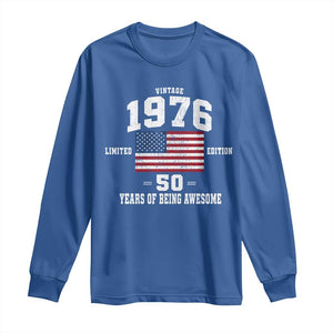 50th Birthday Long Sleeve Shirt Vintage 1976 Limited Edition 50 Years Of Being Awesome USA Flag