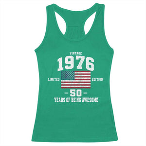 50th Birthday Racerback Tank Top Vintage 1976 Limited Edition 50 Years Of Being Awesome USA Flag