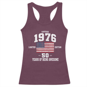 50th Birthday Racerback Tank Top Vintage 1976 Limited Edition 50 Years Of Being Awesome USA Flag