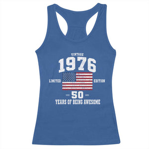 50th Birthday Racerback Tank Top Vintage 1976 Limited Edition 50 Years Of Being Awesome USA Flag