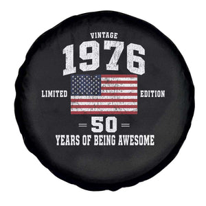 50th Birthday Spare Tire Cover Vintage 1976 Limited Edition 50 Years Of Being Awesome USA Flag