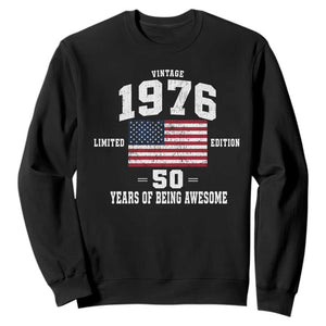 50th Birthday Sweatshirt Vintage 1976 Limited Edition 50 Years Of Being Awesome USA Flag