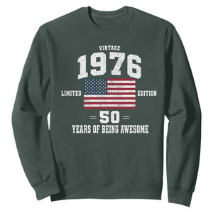 50th Birthday Sweatshirt Vintage 1976 Limited Edition 50 Years Of Being Awesome USA Flag