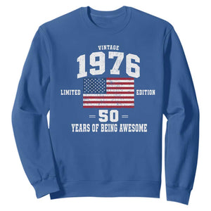 50th Birthday Sweatshirt Vintage 1976 Limited Edition 50 Years Of Being Awesome USA Flag