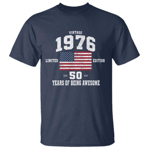 50th Birthday T Shirt Vintage 1976 Limited Edition 50 Years Of Being Awesome USA Flag