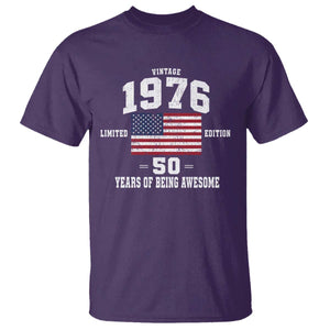 50th Birthday T Shirt Vintage 1976 Limited Edition 50 Years Of Being Awesome USA Flag