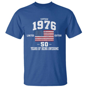 50th Birthday T Shirt Vintage 1976 Limited Edition 50 Years Of Being Awesome USA Flag