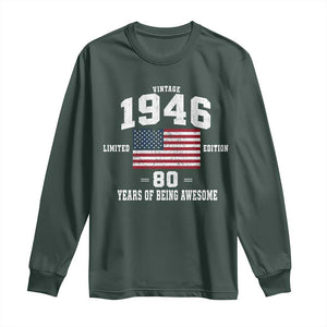 80th Birthday Long Sleeve Shirt Vintage 1946 Limited Edition 80 Years Of Being Awesome USA Flag