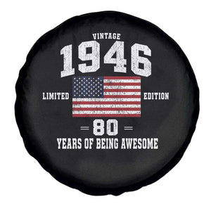 80th Birthday Spare Tire Cover Vintage 1946 Limited Edition 80 Years Of Being Awesome USA Flag