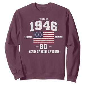 80th Birthday Sweatshirt Vintage 1946 Limited Edition 80 Years Of Being Awesome USA Flag
